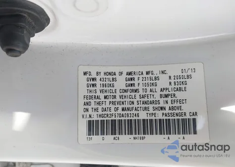 2013 Honda Accord Sport from USA, damaged, VIN 1HGCR2F57DA093246